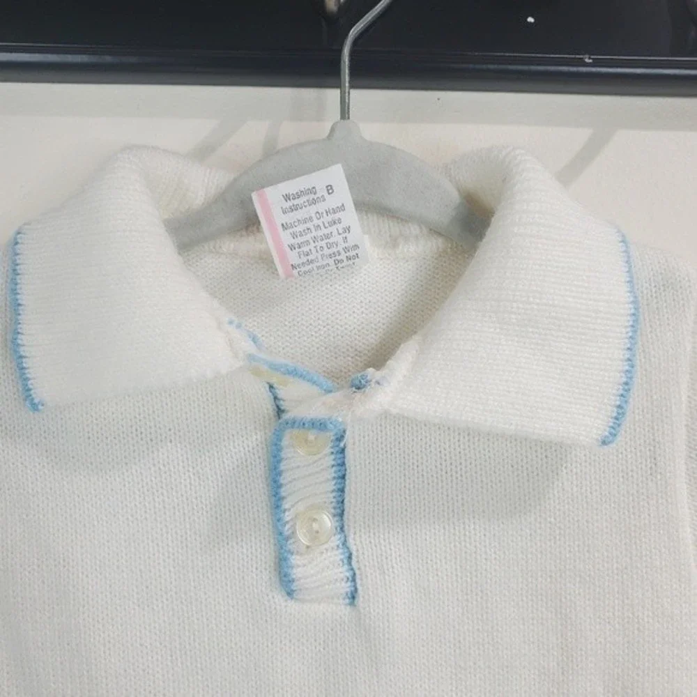 Vintage boys romper blue and white 18 months